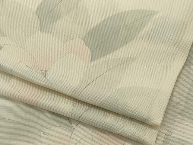 平和屋着物＊夏物　小紋　絽　手描き　草花文　暈し染め　銀彩　正絹　逸品　CABK0956ou