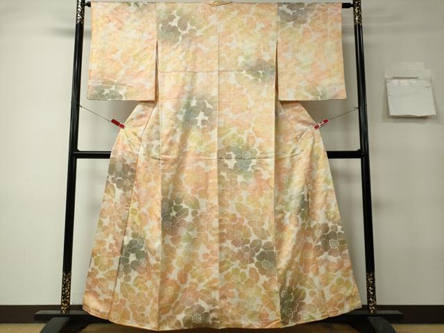 平和屋着物■上質な小紋　草花文　暈し染め　正絹　逸品　CABK0961ou
