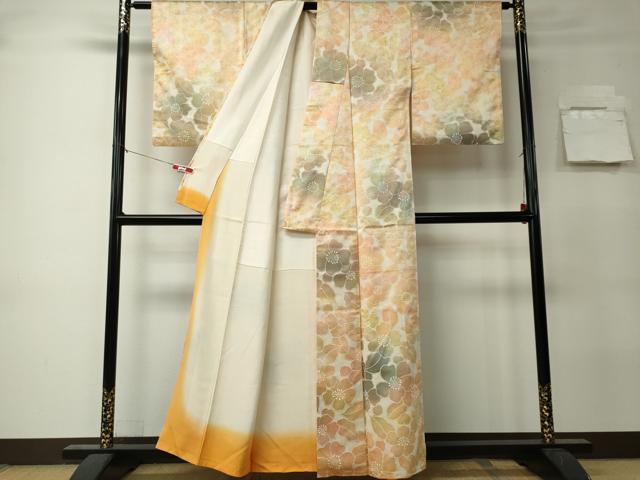 平和屋着物■上質な小紋　草花文　暈し染め　正絹　逸品　CABK0961ou