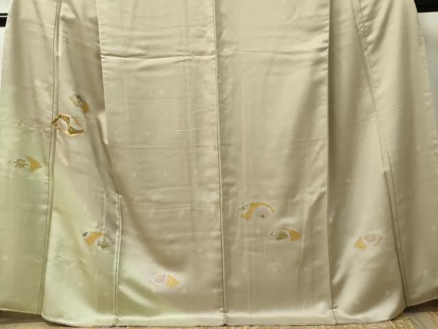 平和屋着物■訪問着　駒刺繍　地紙草花文　暈し染め　暈し染め　金彩　正絹　逸品　CABK0962ou
