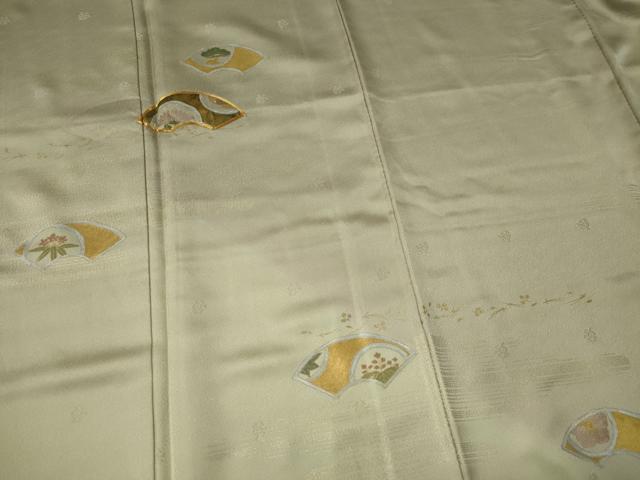 平和屋着物■訪問着　駒刺繍　地紙草花文　暈し染め　暈し染め　金彩　正絹　逸品　CABK0962ou