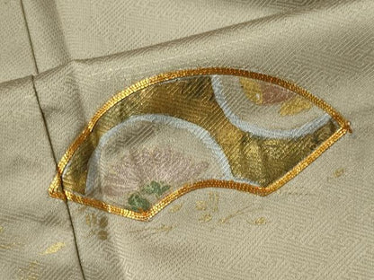 平和屋着物■訪問着　駒刺繍　地紙草花文　暈し染め　暈し染め　金彩　正絹　逸品　CABK0962ou