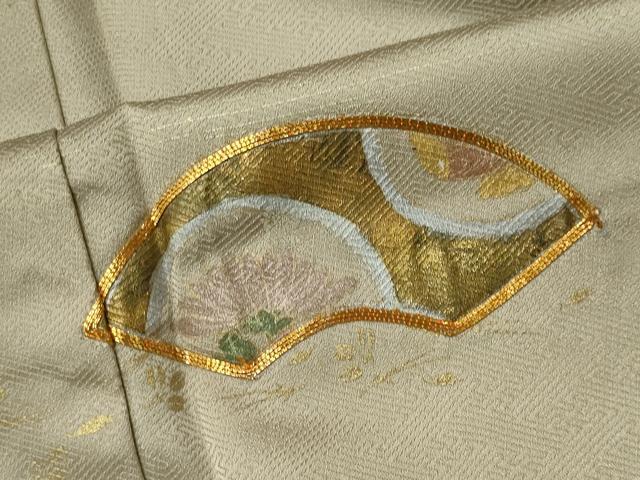 平和屋着物■訪問着　駒刺繍　地紙草花文　暈し染め　暈し染め　金彩　正絹　逸品　CABK0962ou