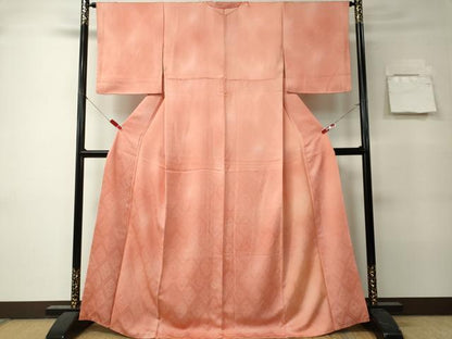 平和屋着物■上質な小紋　格子花唐草文　暈し染め　正絹　逸品　CABK0964ou
