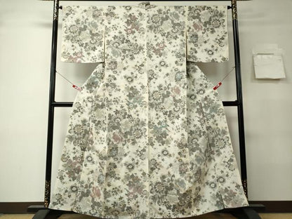 平和屋着物■上質な小紋　草花文　金糸　正絹　逸品　CABK0972ou