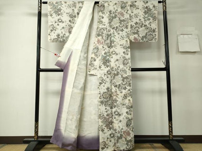 平和屋着物■上質な小紋　草花文　金糸　正絹　逸品　CABK0972ou