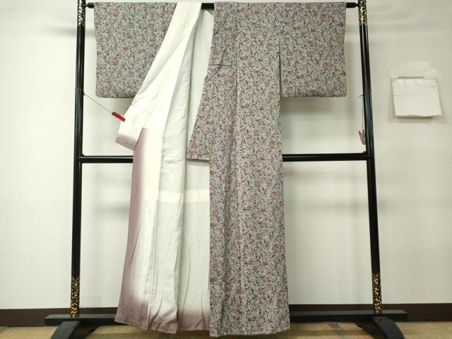 平和屋着物■上質な小紋　花鳥文　鬼しぼ縮緬　正絹　逸品　CABK0974ou