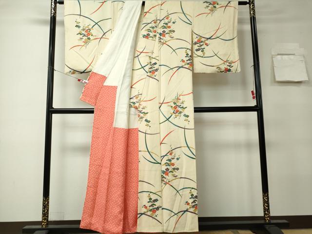 平和屋着物■上質な小紋　芝草梅松文　金彩　正絹　逸品　CABK0975ou
