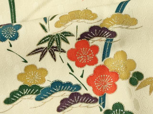 平和屋着物■上質な小紋　芝草梅松文　金彩　正絹　逸品　CABK0975ou