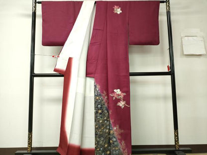 平和屋着物■訪問着　刺繍　枝花文　暈し染め　金彩　正絹　逸品　CABK0983ou