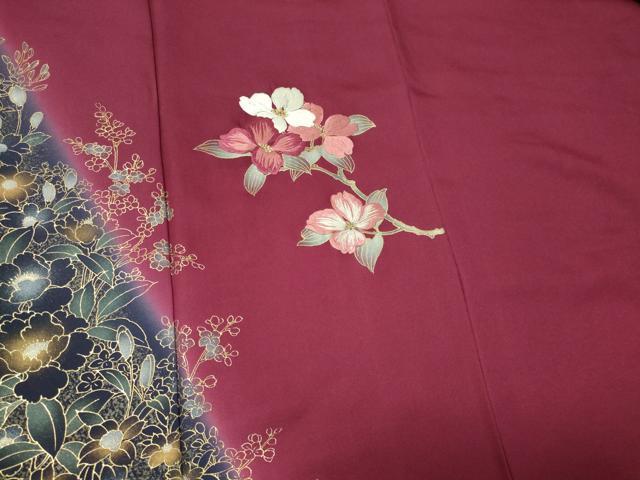 平和屋着物■訪問着　刺繍　枝花文　暈し染め　金彩　正絹　逸品　CABK0983ou