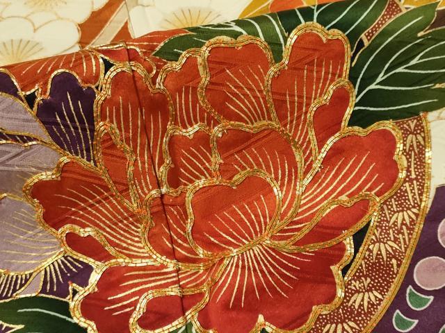 平和屋着物■豪華振袖　駒刺繍　花蝶丸文　金彩　正絹　逸品　CABK0984ou