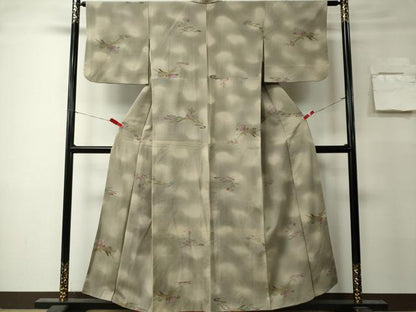 平和屋着物■上質な紬　型染め　風景文　暈し染め　正絹　逸品　CABK0985ou