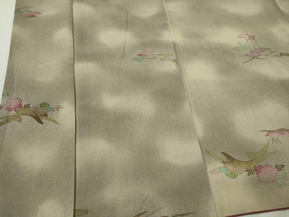 平和屋着物■上質な紬　型染め　風景文　暈し染め　正絹　逸品　CABK0985ou