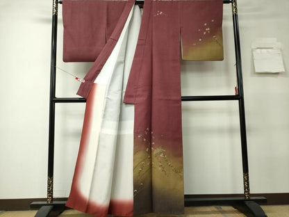 平和屋着物■訪問着　草花文　暈し染め　正絹　逸品　CABK0986ou