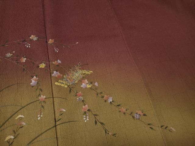 平和屋着物■訪問着　草花文　暈し染め　正絹　逸品　CABK0986ou