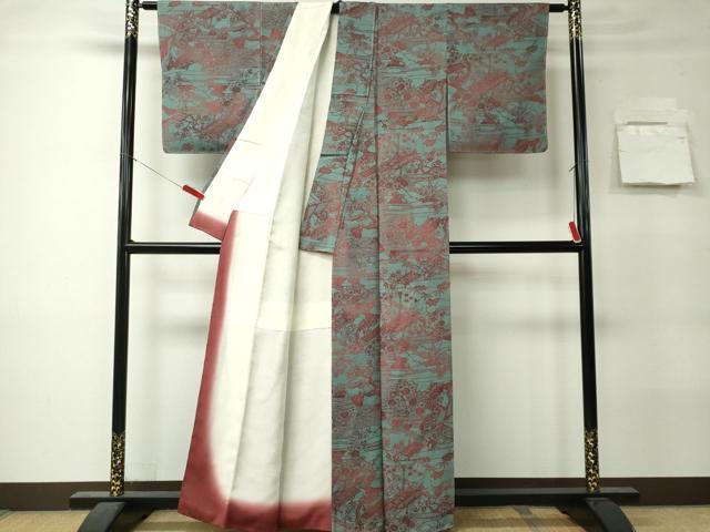 平和屋着物■上質な小紋　作家物　型染め　風景文　正絹　逸品　CABK0988ou