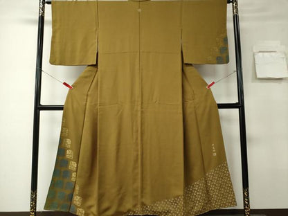平和屋着物■訪問着　作家物　寿光織　草花文　金糸　正絹　逸品　CABK0989ou