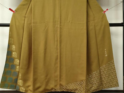平和屋着物■訪問着　作家物　寿光織　草花文　金糸　正絹　逸品　CABK0989ou