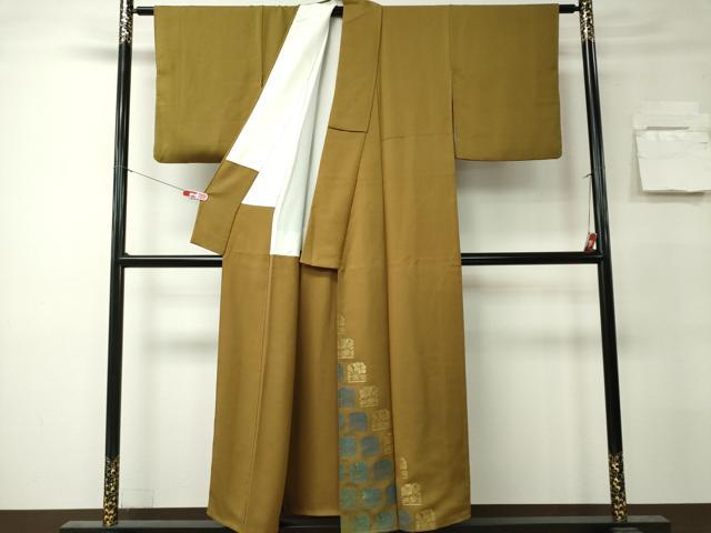 平和屋着物■訪問着　作家物　寿光織　草花文　金糸　正絹　逸品　CABK0989ou