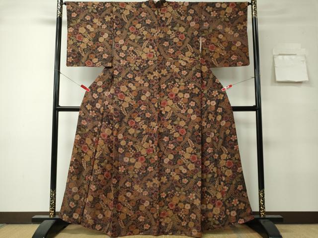 平和屋着物■上質な小紋　友禅　辻が花　金彩　正絹　逸品　CABK0990ou
