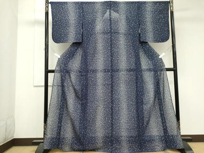 平和屋着物＊夏物　小紋　絽　枝葉間道　正絹　逸品　CABK0995ou