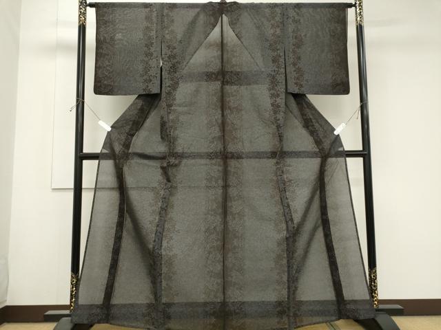 平和屋着物＊夏物　本場大島紬　夏大島　草花文　黒地　正絹　逸品　CABK0996ou