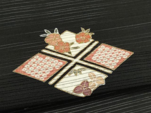 平和屋着物＊夏物　訪問着　絽　吹き寄せ文　黒地　金彩　正絹　逸品　CABK0999ou
