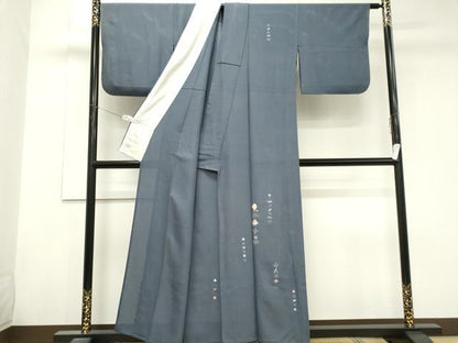 平和屋着物＊夏物　訪問着　縦絽　刺繍　宝尽し　正絹　逸品　CABK1000ou