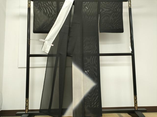 平和屋着物＊夏物　訪問着　絽　吹き寄せ文　暈し染め　黒地　正絹　逸品　CABK1001ou