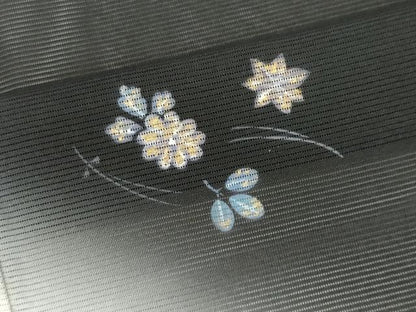 平和屋着物＊夏物　訪問着　絽　吹き寄せ文　暈し染め　黒地　正絹　逸品　CABK1001ou