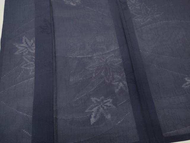 平和屋着物＊夏物　色無地　紗紬　楓紋紗　鉄紺色　正絹　逸品　CABK1002ou