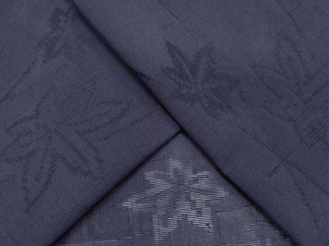 平和屋着物＊夏物　色無地　紗紬　楓紋紗　鉄紺色　正絹　逸品　CABK1002ou