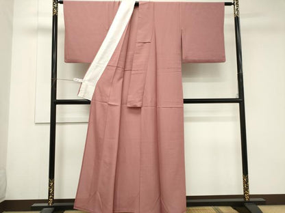 平和屋着物＊夏物　色無地　絽　退紅色　正絹　逸品　CABK1003ou