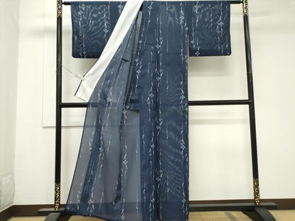 平和屋着物＊夏物　小紋　絽　草花文　洗える着物　CABK1006ou