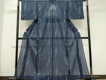 平和屋着物＊夏物　小紋　絽　草花文　洗える着物　CABK1006ou