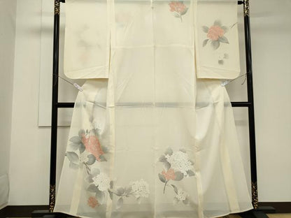 平和屋着物＊夏物　訪問着　絽　紫陽花　暈し染め　銀彩　正絹　逸品　CABK1015ou