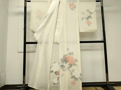 平和屋着物＊夏物　訪問着　絽　紫陽花　暈し染め　銀彩　正絹　逸品　CABK1015ou