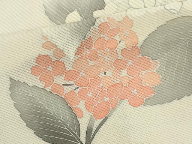 平和屋着物＊夏物　訪問着　絽　紫陽花　暈し染め　銀彩　正絹　逸品　CABK1015ou