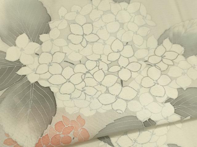 平和屋着物＊夏物　訪問着　絽　紫陽花　暈し染め　銀彩　正絹　逸品　CABK1015ou