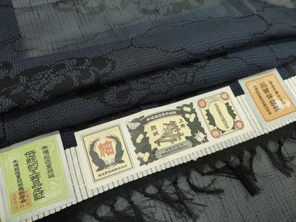平和屋着物＊夏物　結城上布　本場越後夏結城織　雲取り花文　証紙付き  　正絹　逸品　未使用　CABK1018ou