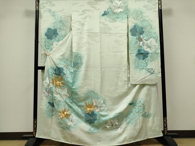 平和屋着物■豪華振袖　駒刺繍　舞葉文　金彩　正絹　逸品　CABK1021ou