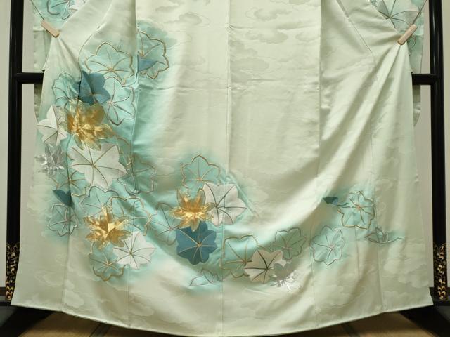 平和屋着物■豪華振袖　駒刺繍　舞葉文　金彩　正絹　逸品　CABK1021ou