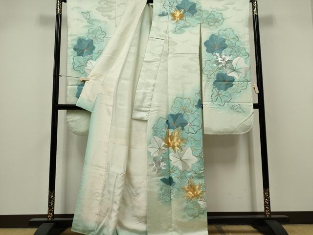 平和屋着物■豪華振袖　駒刺繍　舞葉文　金彩　正絹　逸品　CABK1021ou
