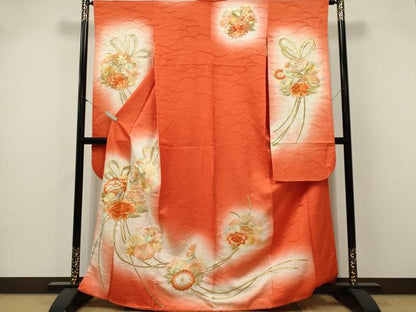 平和屋着物■豪華振袖　駒刺繍　草花文　暈し染め　金彩　正絹　逸品　CABK1022ou