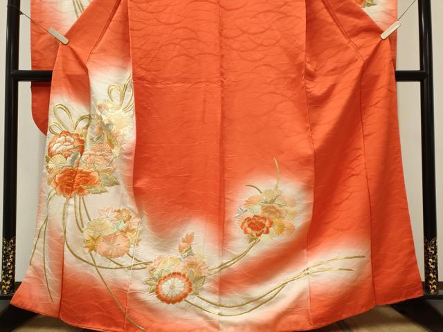平和屋着物■豪華振袖　駒刺繍　草花文　暈し染め　金彩　正絹　逸品　CABK1022ou