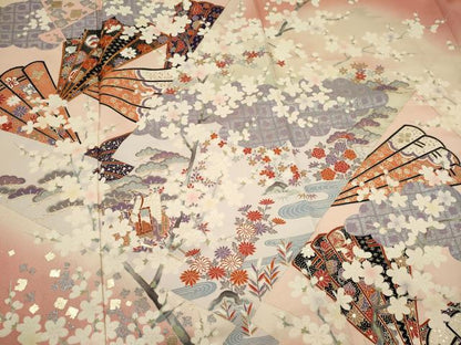 平和屋着物■豪華振袖　作家物　刺繍　檜扇枝桜文　金銀彩　そごう百貨店扱い　正絹　逸品　CABK1023ou