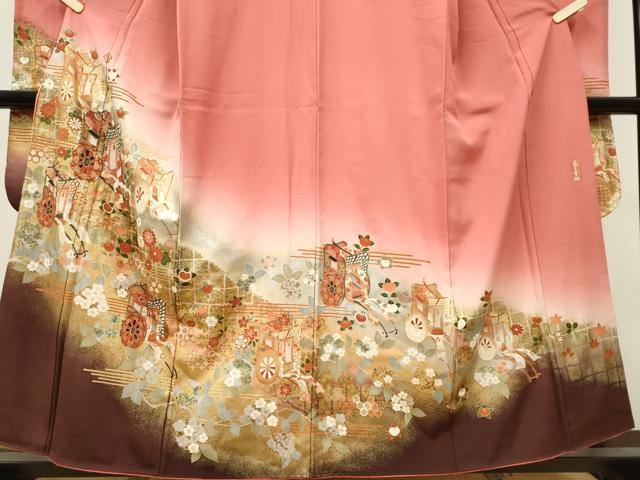 平和屋着物■豪華振袖　御所車花文　金銀彩　正絹　逸品　CABK1024ou