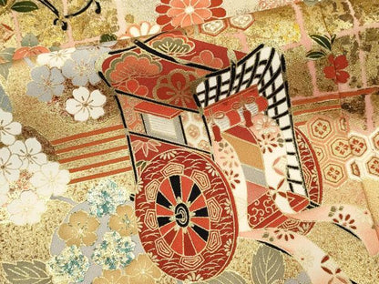 平和屋着物■豪華振袖　御所車花文　金銀彩　正絹　逸品　CABK1024ou