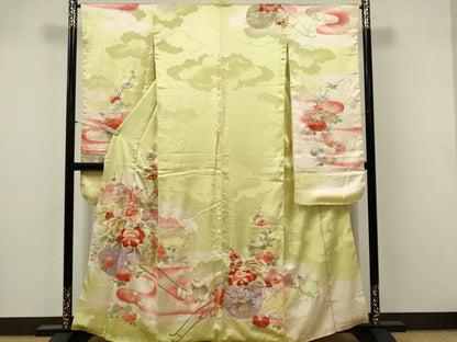 平和屋着物■豪華振袖　駒刺繍　花車文　暈し染め　金銀糸　正絹　逸品　CABK1025ou